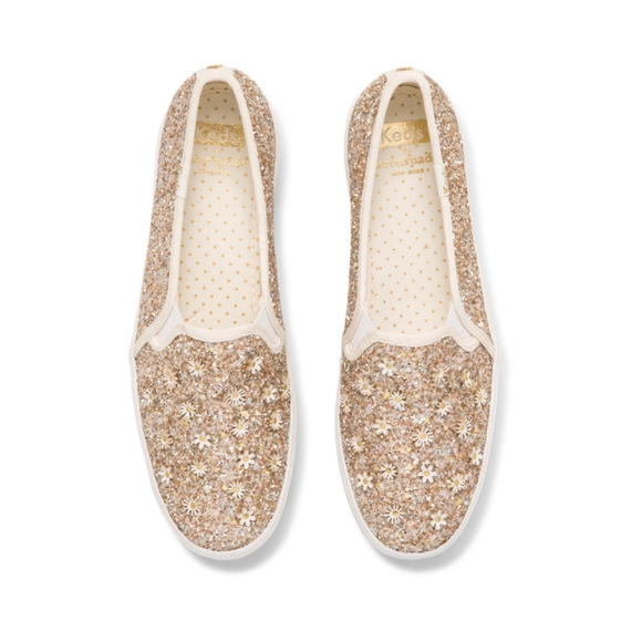 🌼 *Host Pick* NWT Keds Kate Spade glitter flower platform slip-on sneakers - Picture 4 of 6